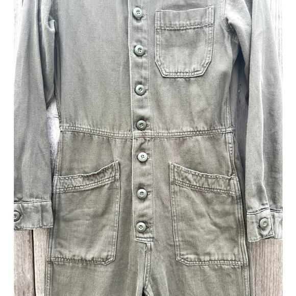 Free People | Gia Coverall Jumpsuit Cotton Utility Army Size XS - Picture 5 of 11